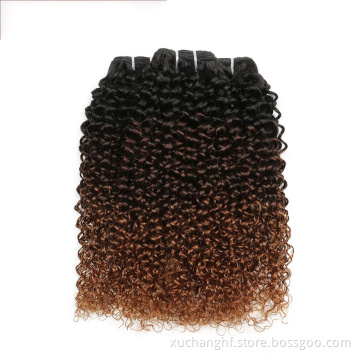 Ombre Cheap Raw Indian 100% Human Hair Kinky Curly Bundles With Closure Virgin Mink Brazilian Cuticle Aligned Hair Extensions